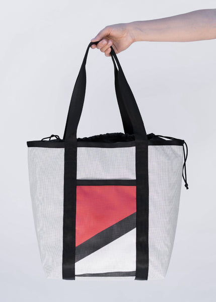 Day Tripper Tote in Black and White, Diagonal Stripes — RED DIRT ROAD